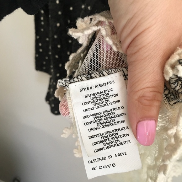 Anthropologie A’reve polka dot lace trim sweater - Picture 7 of 8